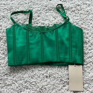 Green corset crop top